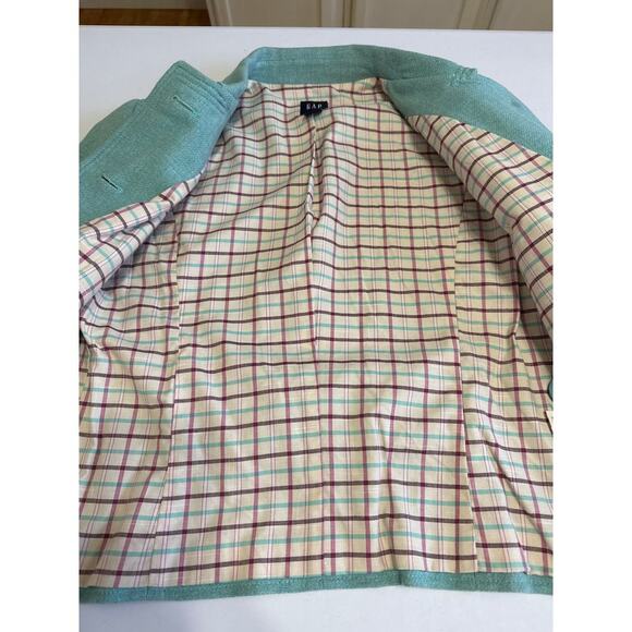 Gap 2 Piece Pastel Wool Suit Size 8 Medium Teal Office School Suit Ruffle - Picture 7 of 10